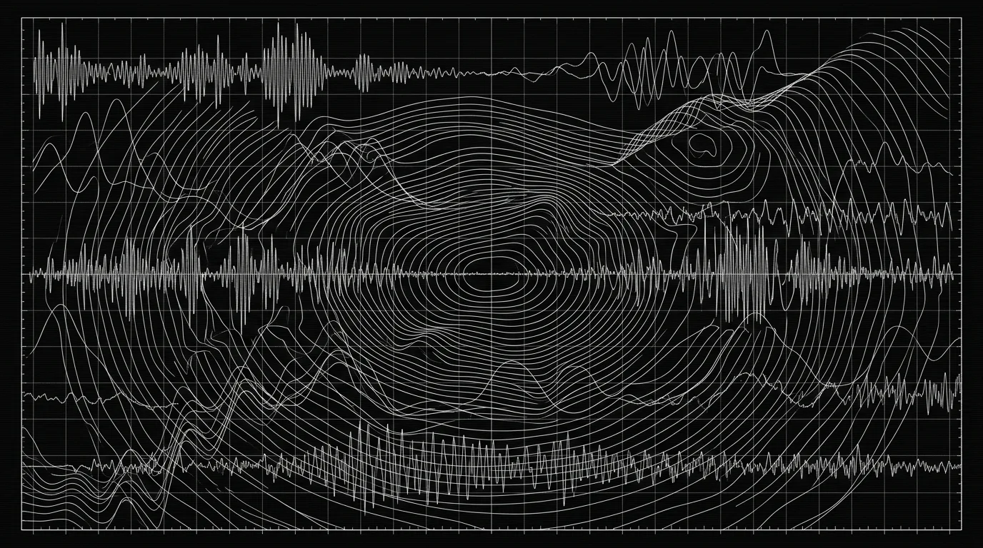 Blueprint soundwave field — the catalog visualized as frequency